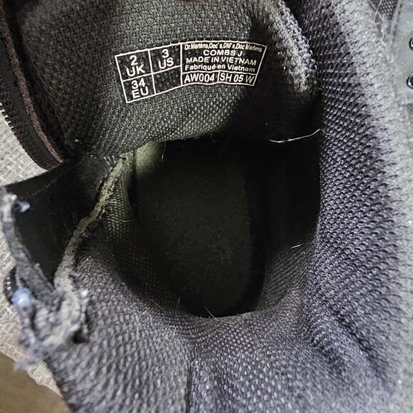 Doc Dr. Martens Kids Girls Sz 3 Black Lace Up Boots Side Zip Air Wair Combs J - Picture 9 of 9